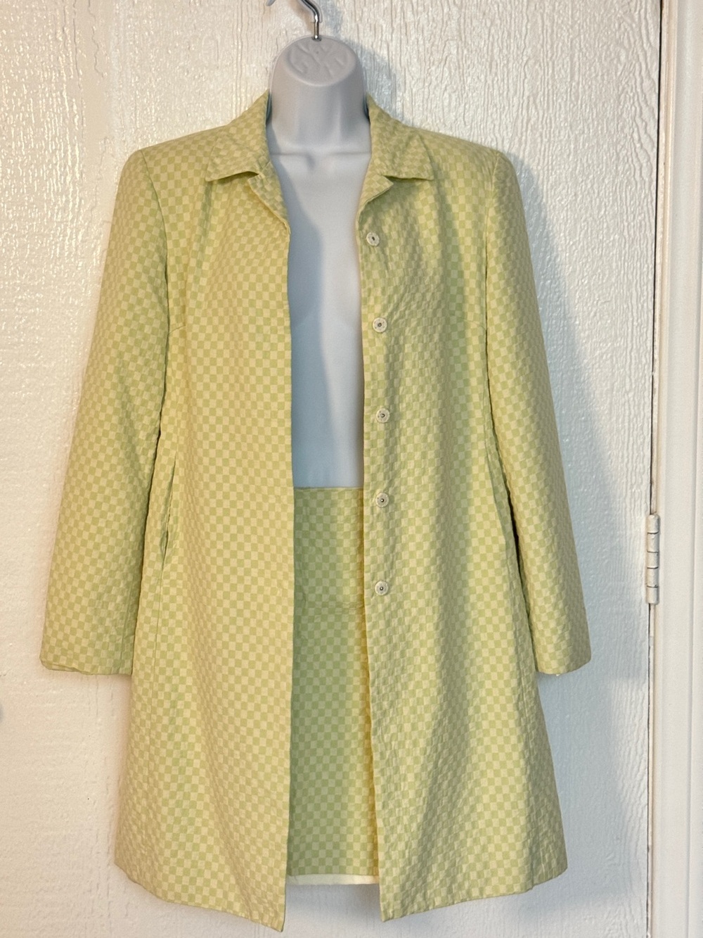 Tahari Light green Checkered Women's coat and skirt set